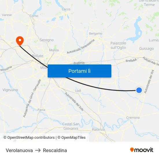 Verolanuova to Rescaldina map