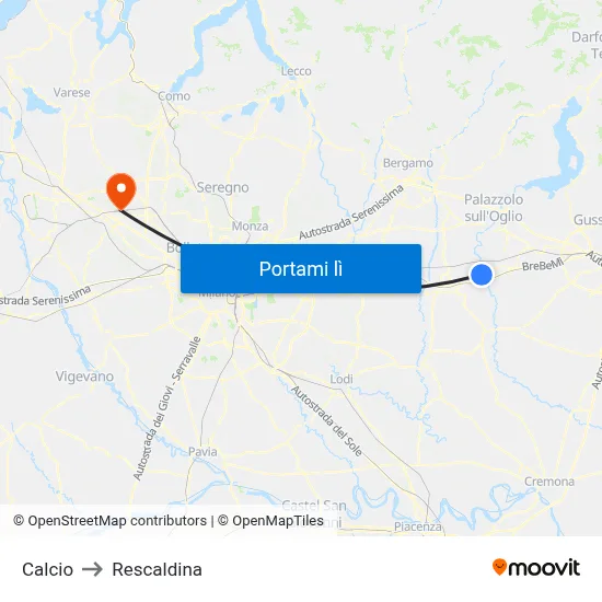 Calcio to Rescaldina map