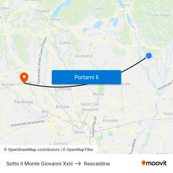 Sotto Il Monte Giovanni Xxiii to Rescaldina map