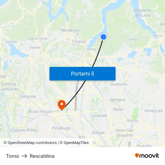 Torno to Rescaldina map