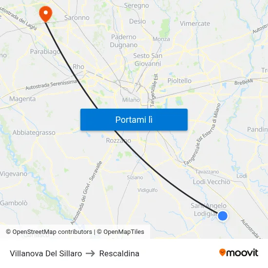Villanova Del Sillaro to Rescaldina map