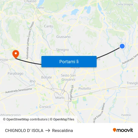 CHIGNOLO D' ISOLA to Rescaldina map