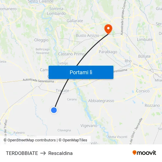 TERDOBBIATE to Rescaldina map