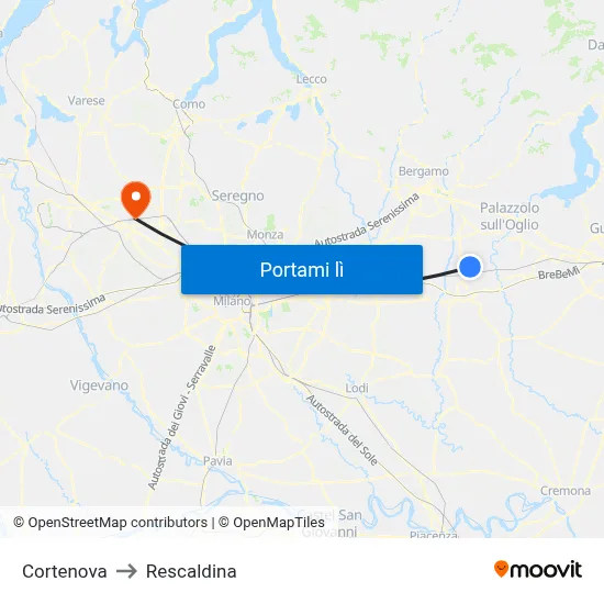Cortenova to Rescaldina map
