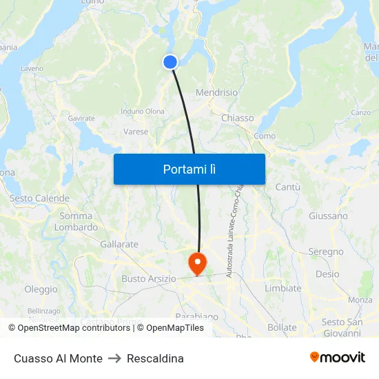 Cuasso Al Monte to Rescaldina map