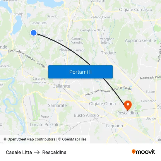 Casale Litta to Rescaldina map