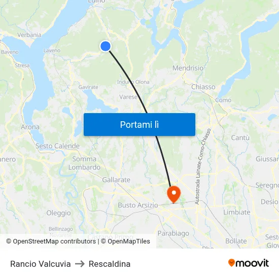 Rancio Valcuvia to Rescaldina map