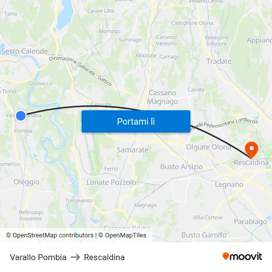 Varallo Pombia to Rescaldina map