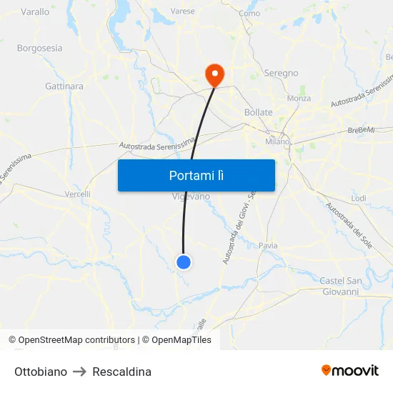 Ottobiano to Rescaldina map