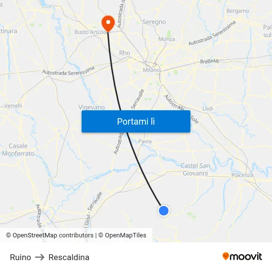 Ruino to Rescaldina map