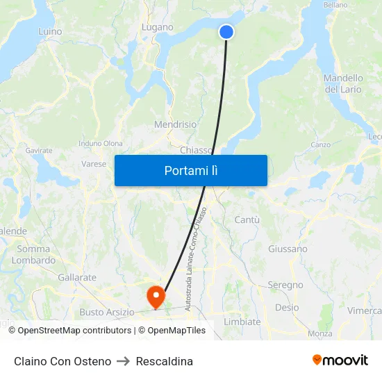 Claino Con Osteno to Rescaldina map