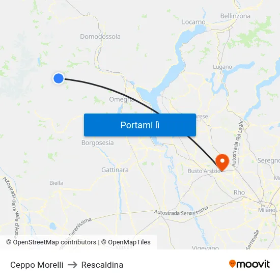 Ceppo Morelli to Rescaldina map