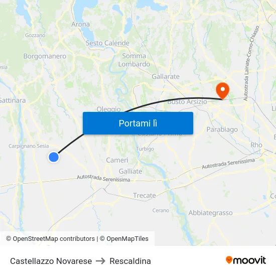 Castellazzo Novarese to Rescaldina map