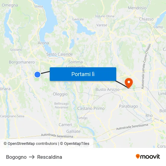 Bogogno to Rescaldina map