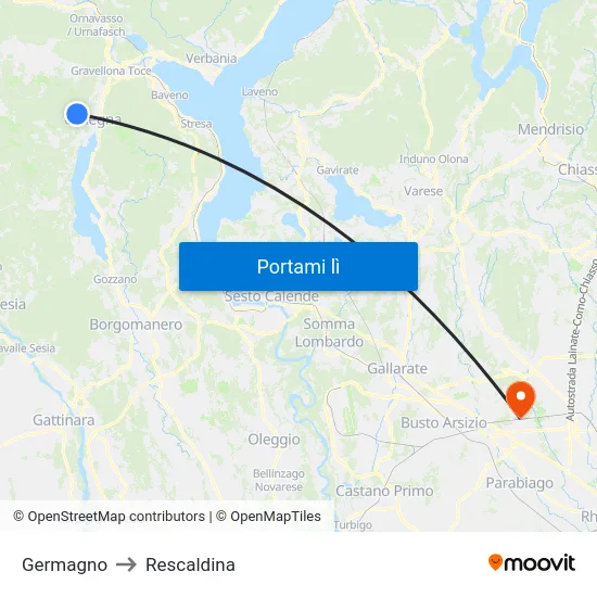 Germagno to Rescaldina map