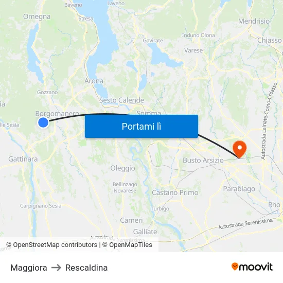 Maggiora to Rescaldina map