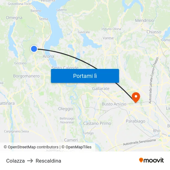 Colazza to Rescaldina map