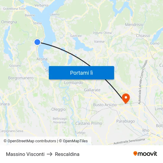 Massino Visconti to Rescaldina map