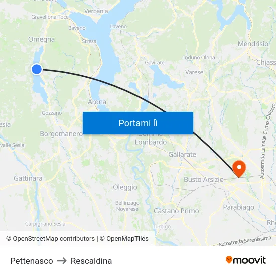 Pettenasco to Rescaldina map