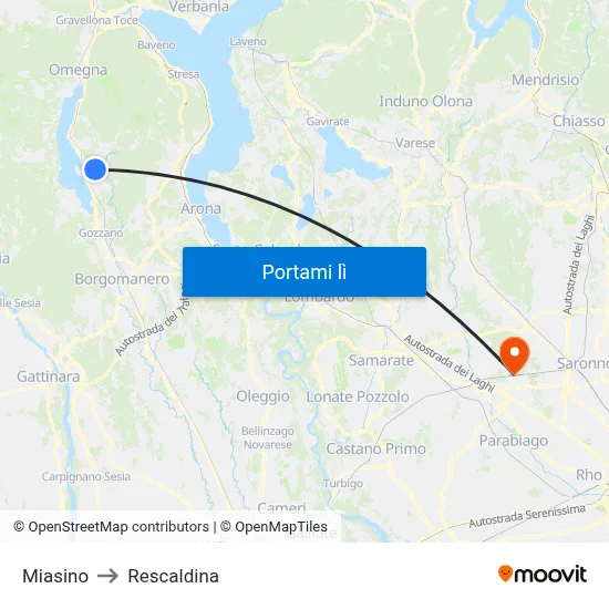 Miasino to Rescaldina map