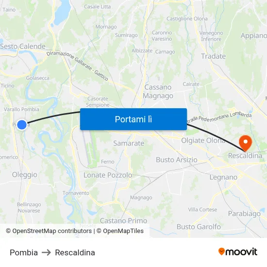 Pombia to Rescaldina map