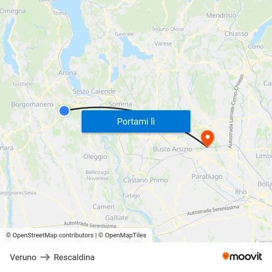 Veruno to Rescaldina map