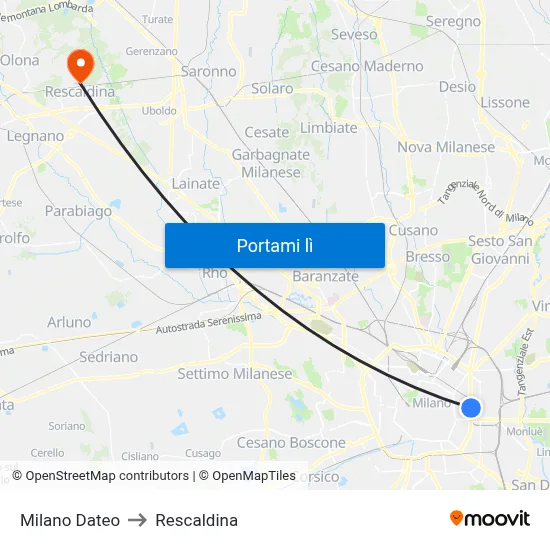 Milano Dateo to Rescaldina map