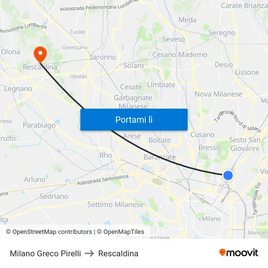 Milano Greco Pirelli to Rescaldina map