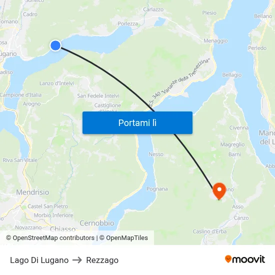 Lago Di Lugano to Rezzago map