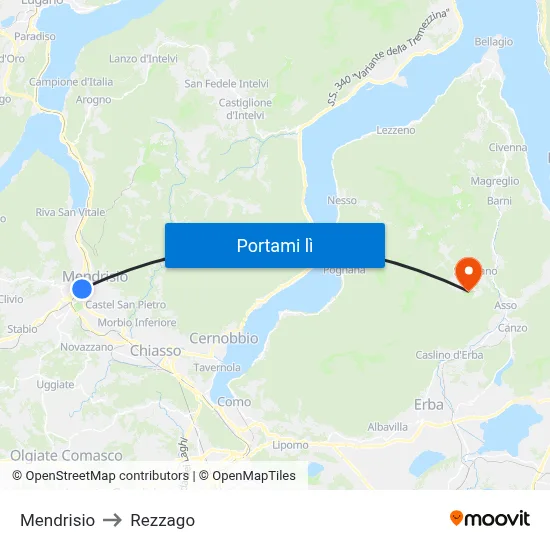 Mendrisio to Rezzago map