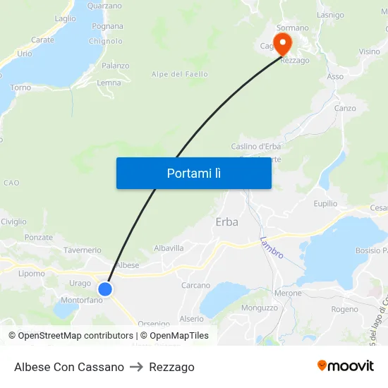 Albese Con Cassano to Rezzago map