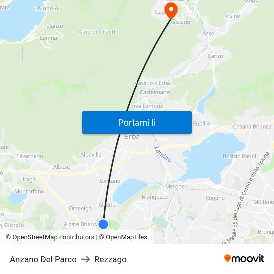 Anzano Del Parco to Rezzago map