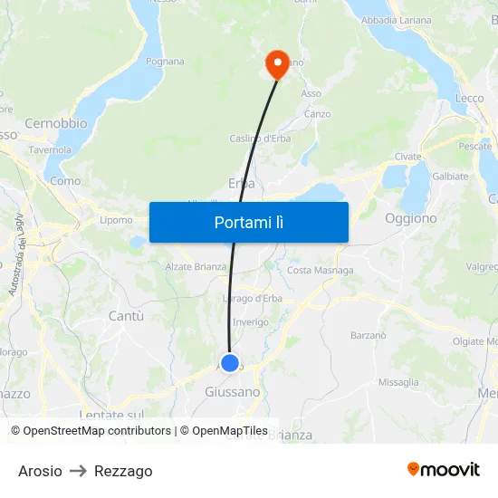 Arosio to Rezzago map