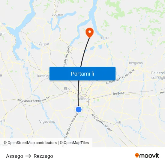 Assago to Rezzago map