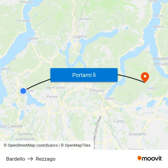 Bardello to Rezzago map