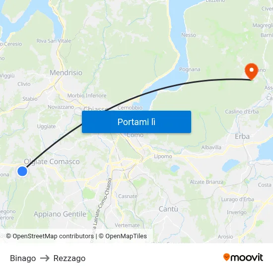 Binago to Rezzago map
