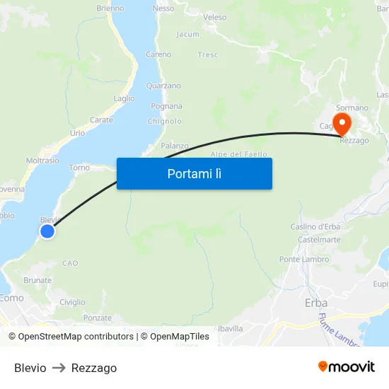 Blevio to Rezzago map