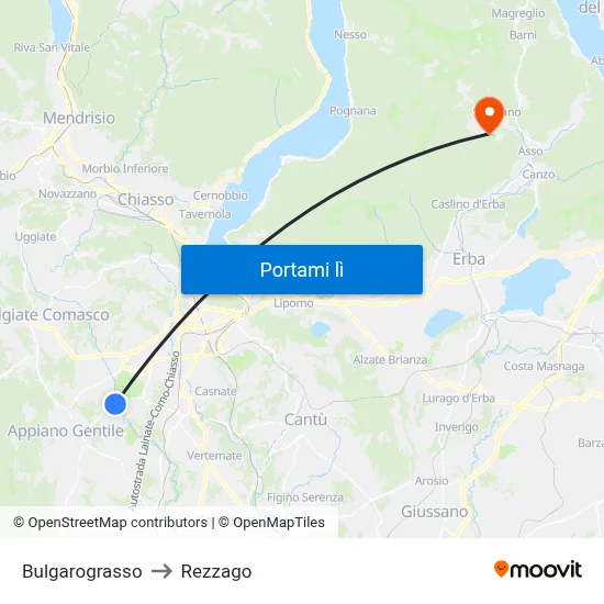 Bulgarograsso to Rezzago map