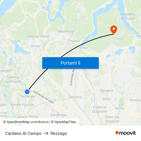 Cardano Al Campo to Rezzago map