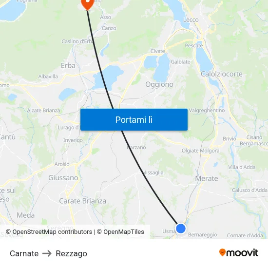 Carnate to Rezzago map