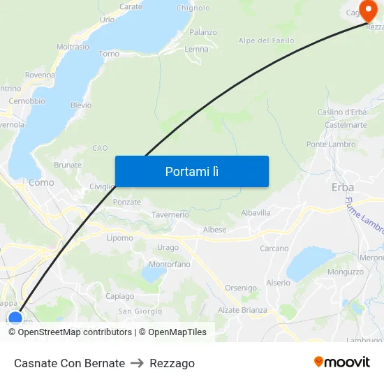 Casnate Con Bernate to Rezzago map