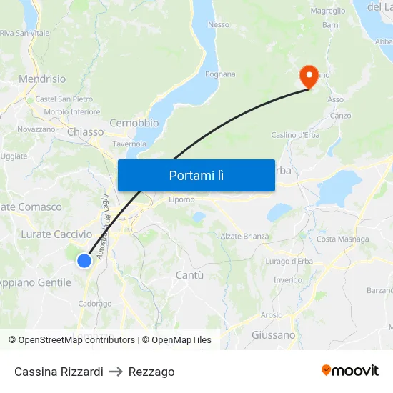 Cassina Rizzardi to Rezzago map
