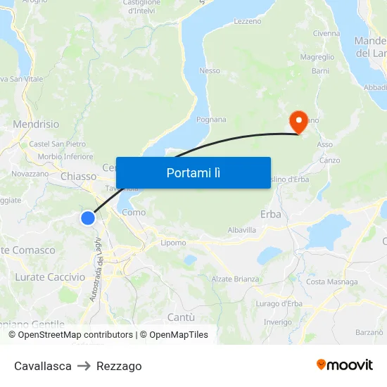 Cavallasca to Rezzago map