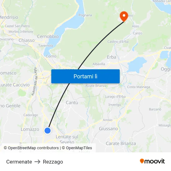Cermenate to Rezzago map