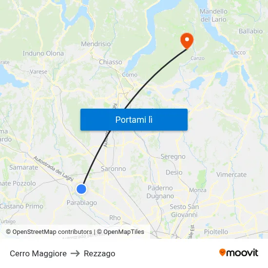 Cerro Maggiore to Rezzago map