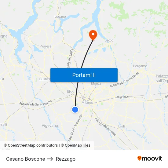 Cesano Boscone to Rezzago map