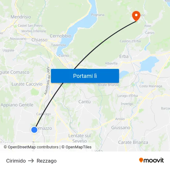 Cirimido to Rezzago map