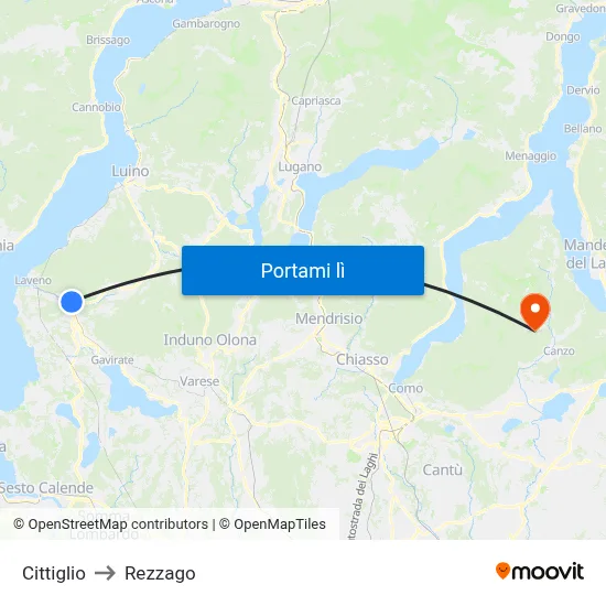 Cittiglio to Rezzago map