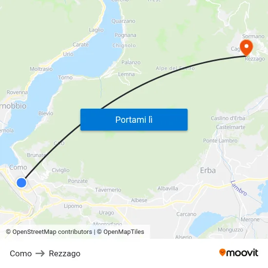 Como to Rezzago map