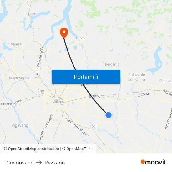 Cremosano to Rezzago map